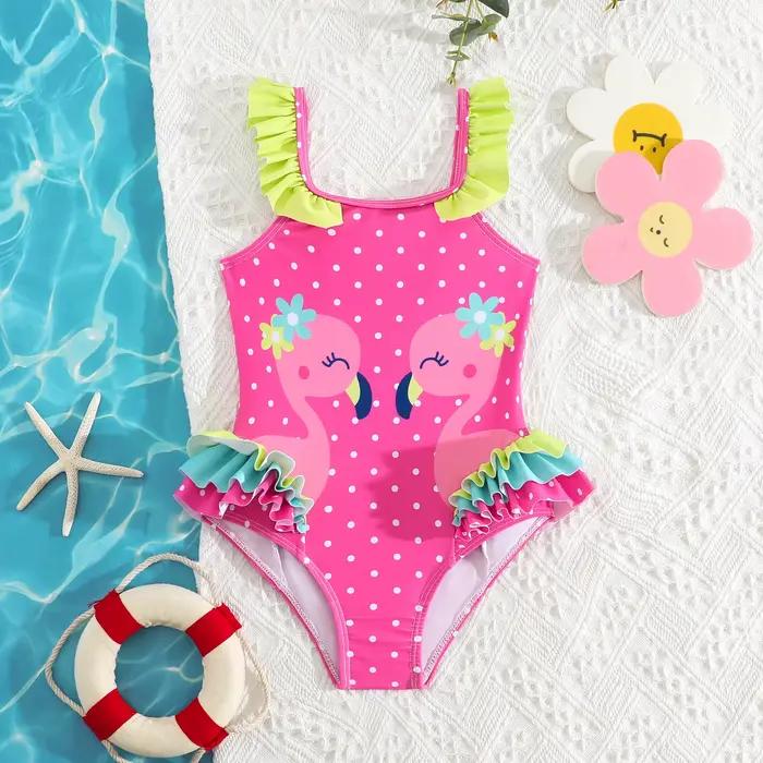 Maillot de bain d'été 2026 pour enfants, maillot de bain une pièce sans manches à motif de dessin animé mignon pour filles de 2 à 8 ans, culotte de bain pour bébés