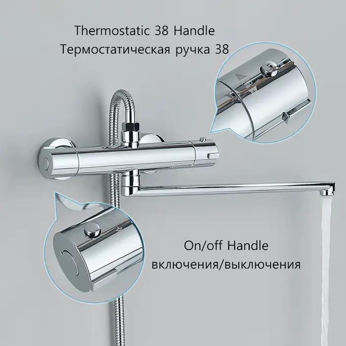 Robinets de douche thermostatiques à bec rotatif, Robinets de baignoire, Grue en laiton murale