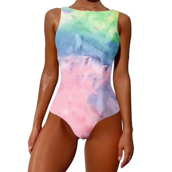 Neon Vortex – maillot de bain une pièce, taille haute, contrôle du ventre, séchage rapide, coussinets amovibles, surdimensionné, vêtements de plage pour femmes