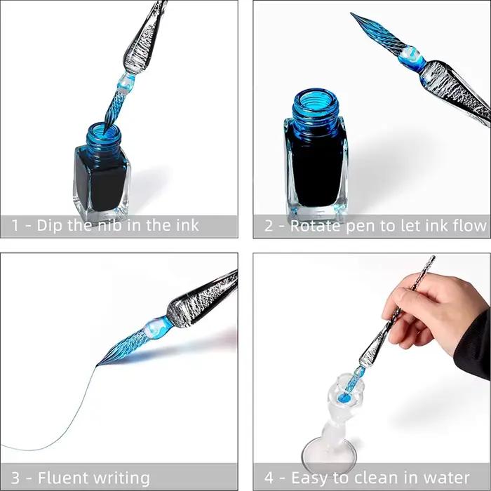 Stylo à plume en verre, stylo signature en cristal pour l'art, l'écriture, la décoration et les cadeaux d'affaires, stylo à encre pour la calligraphie
