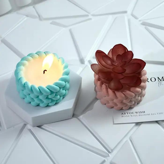 Moule en Silicone pour tasse de bougie en corde de chanvre, Pot de fleur succulente, moules de décoration pour la maison, ciment, gypse, résine, argile, boîte de rangement artisanale