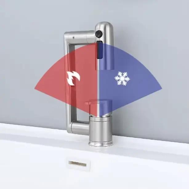 Robinet de lavabo de salle de bain 1080 °   Robinet d'évier de cuisine pivotant multifonctionnel pour eau froide et chaude, robinet à 2 modes