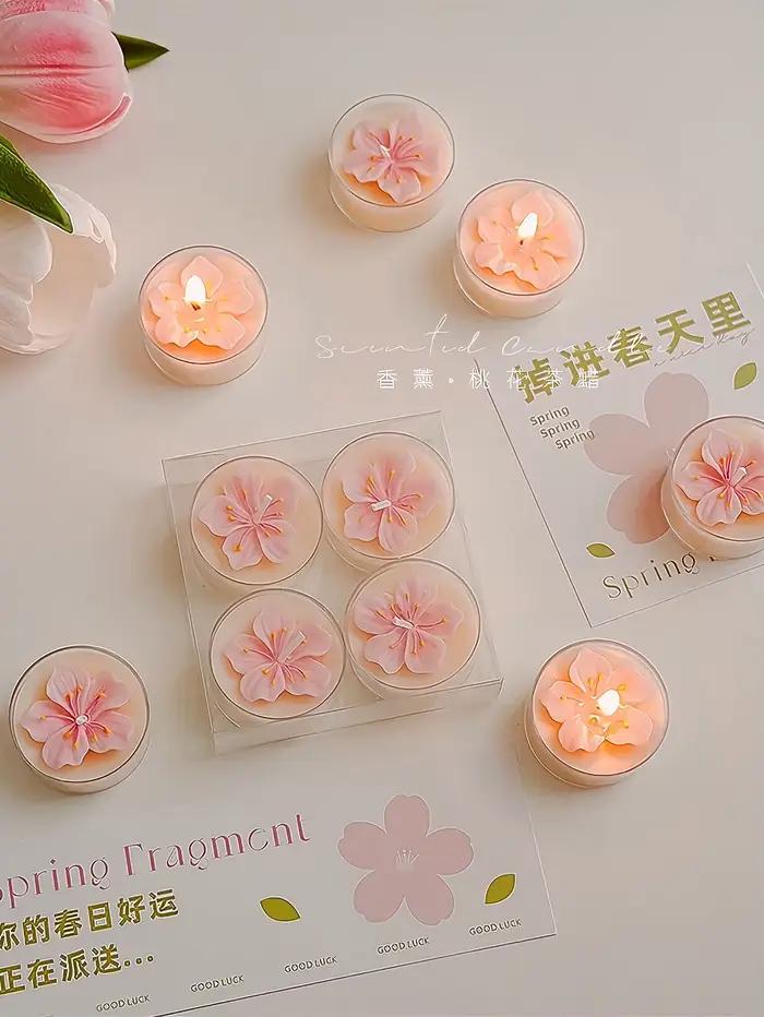 Bougies parfumées en fleurs de pêcher rose