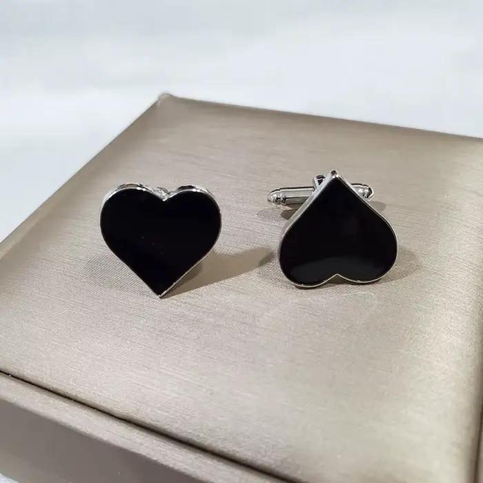 Lèvent de manchette en alliage d'amour du jour de Léon pour hommes, poker imbibé, clous de manches en émail, goujons de manches de chemise de banquet simples, bijoux