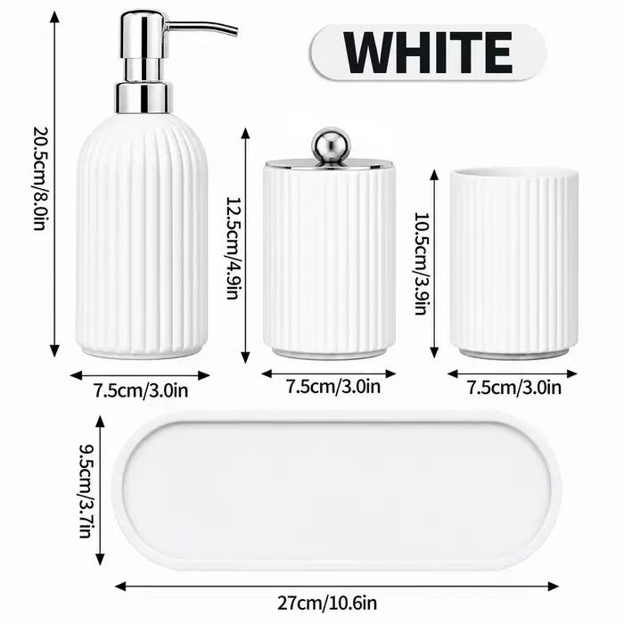 Ensemble d'accessoires de salle de bain mats, organisateur de style farmhouse avec distributeur de savon, pot à coton-tiges, porte-brosse à dents et plateau pour lavabo