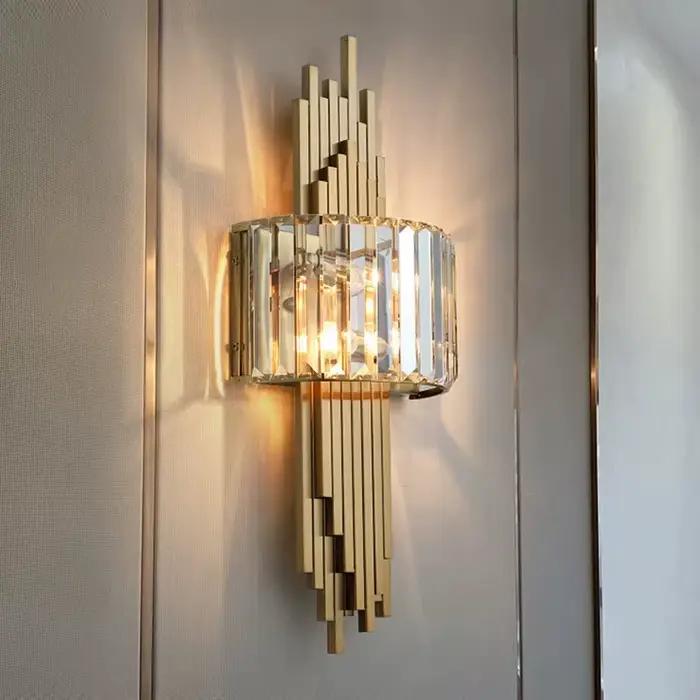Applique murale nordique postmoderne en cristal, créative, salon, arrière-plan de télévision, chambre à coucher, lampe de chevet, allée d'hôtel, Foyer de luxe, étude