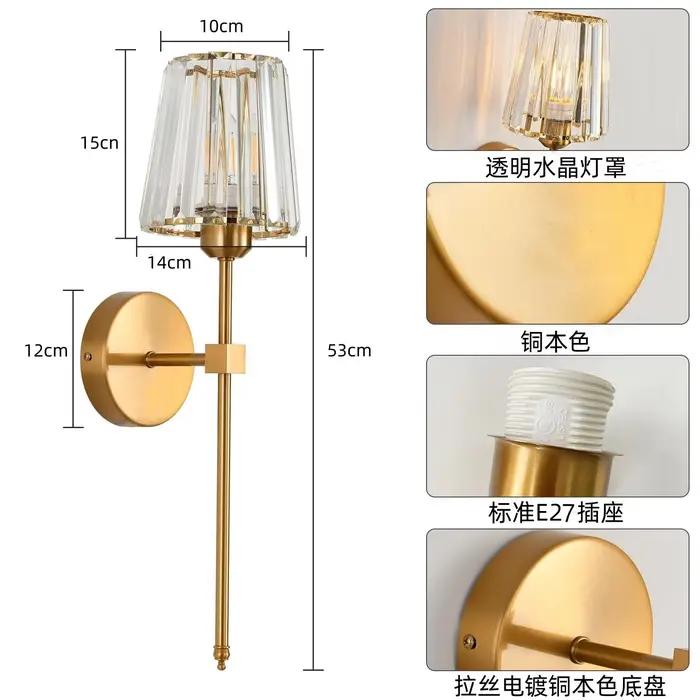 Applique murale Led en cristal au design nordique moderne, luminaire décoratif d'intérieur, idéal pour une chambre à coucher, un salon, une salle à manger ou une table de chevet