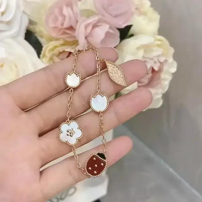 Bracelet coccinelle en argent Sterling 925 de haute qualité, exquis et multifacettes, bijoux de luxe pour femmes, cadeau de saint valentin