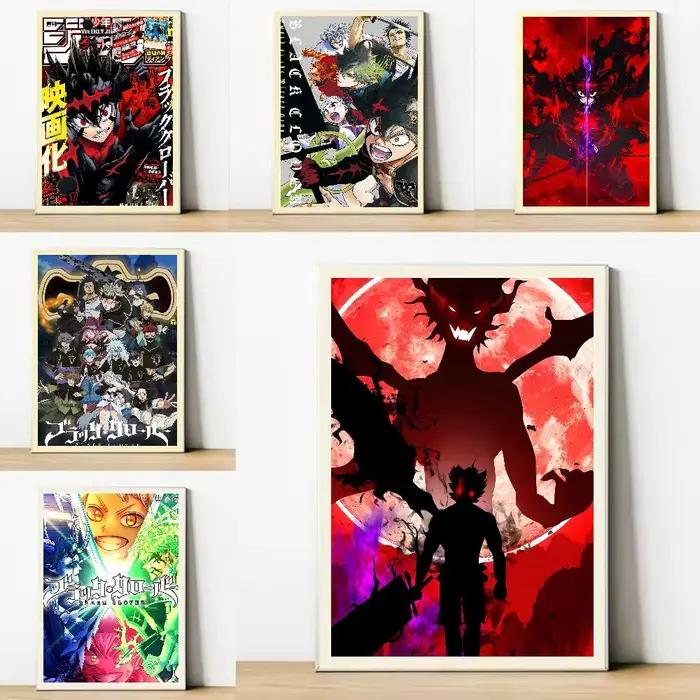 Affiches décoratives, tableaux muraux pour bureau, chambre, bar, cadeaux, Anime B-Black Hot Clover Cartoon