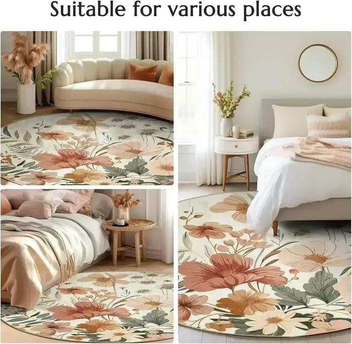 Tapis rond persan rond, pour salle de bain, décoration de maison, salon, cuisine, chambre à coucher, cadeau
