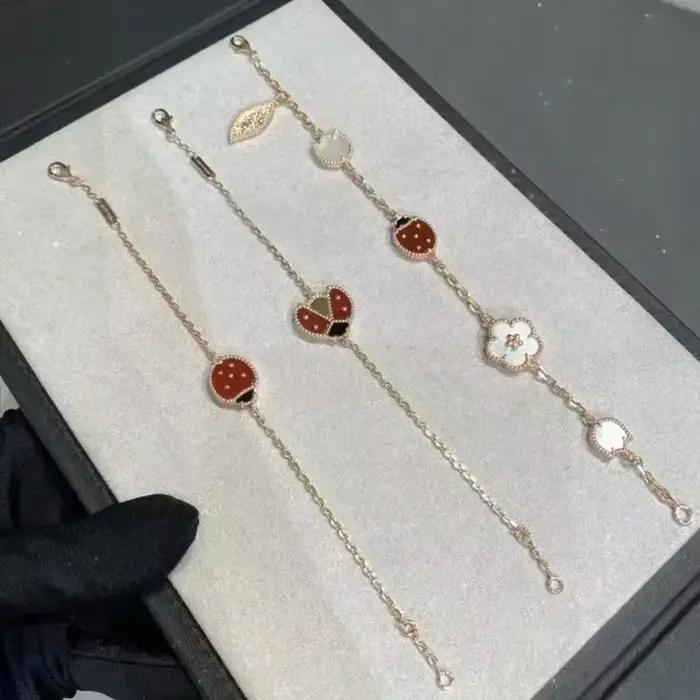Bracelet coccinelle en argent Sterling 925 de haute qualité, exquis et multifacettes, bijoux de luxe pour femmes, cadeau de saint valentin