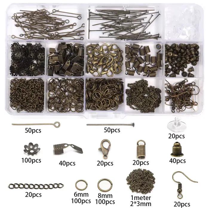 Ensembles d'accessoires de bijoux en acier inoxydable, boucles d'oreilles faites à la main bricolage, bracelet, collier, kits de bijoux exécutifs, 1 boîte