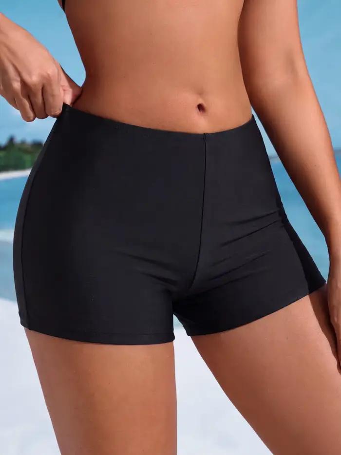Maillots de bain noirs pour femmes, caleçons de sport, bas de bikini décontractés, vêtements de plage pour l'été