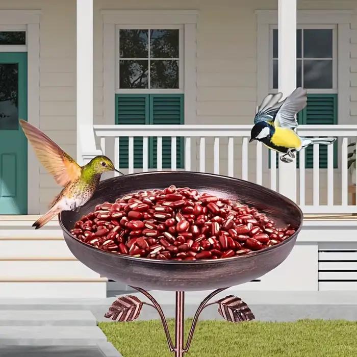 Bain d'oiseaux extérieur vintage - Fer robuste avec base à 5 dents, décoration de jardin rustique, facile à installer et attire les oiseaux - parfait f