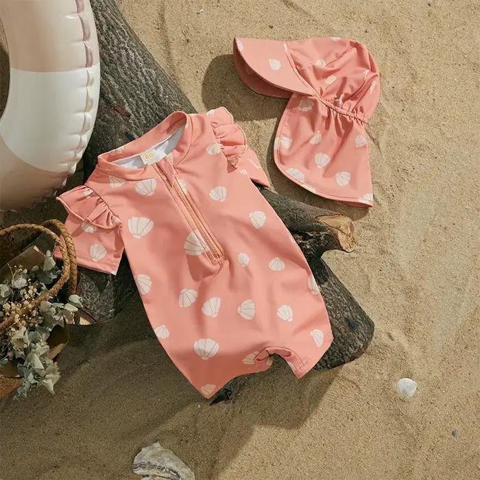 MISOWMNJOY infantile bébé fille été maillot de bain anti-éruption enfants Beachwerar à manches courtes sirène enfants maillot de bain avec bonnet de bain