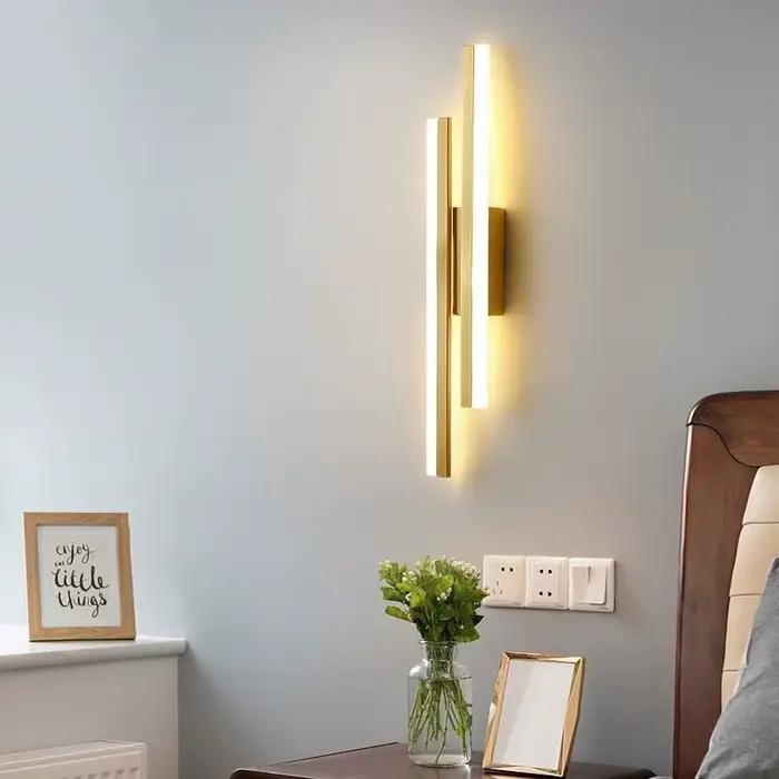 Applique murale LED pour chambre à coucher, appliques murales, tuyau de ligne de cuivre, abat-jour en acrylique, éclairage intérieur pour salon, luminaire de couloir