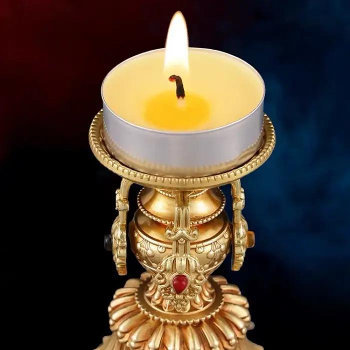 Tasse de bougie bouddhiste multifonctionnelle, chandelier en laiton, support de lampe artisanale tantrique, article religieux tibétain, autels décoratifs