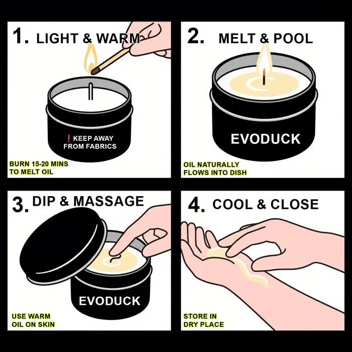 Bougie de massage à la vanille et à l'ambre