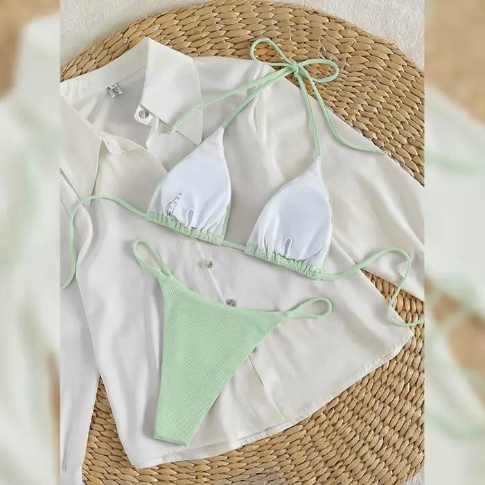 Maillot de bain d'été pour femmes, ensemble bikini sexy, soutien-gorge rembourré push-up, string, deux pièces, vêtements de plage, maillot de bain féminin sexy