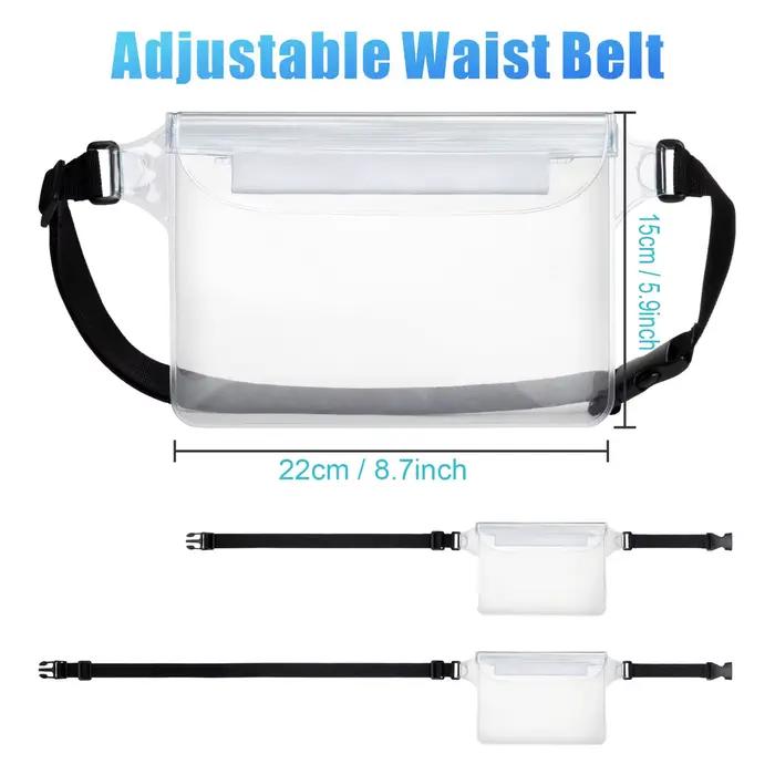 Pochette de téléphone étanche avec sangle de taille réglable, sac sec pour garder les objets de valeur du téléphone en toute sécurité pour la plage, la natation, le kayak, la pêche en bateau