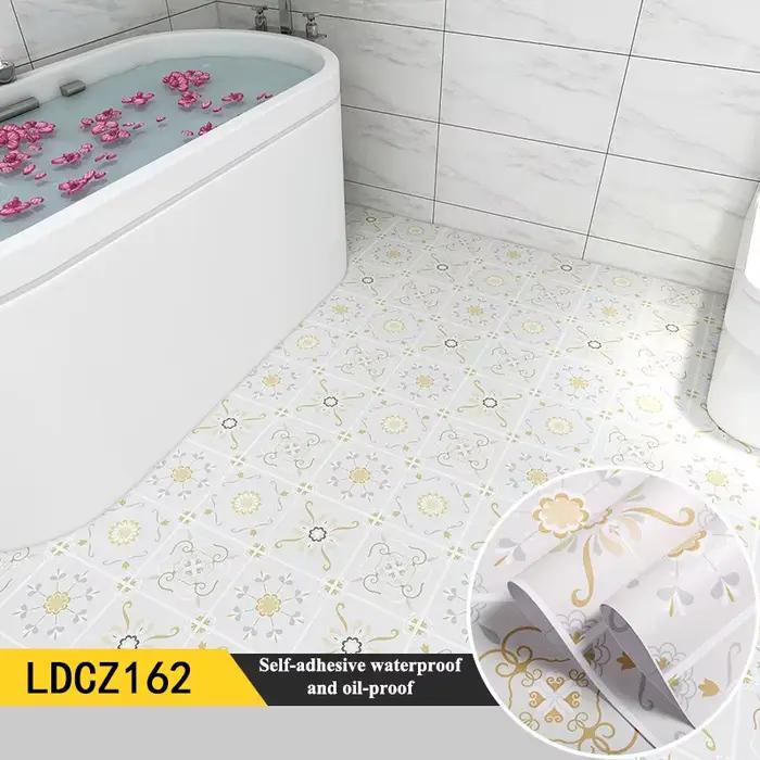 Carrelage autocollant étanche PVC auto-adhésif vinyle sol salle de bain peler et coller feuille de sol antidérapant cuisine toilette décor