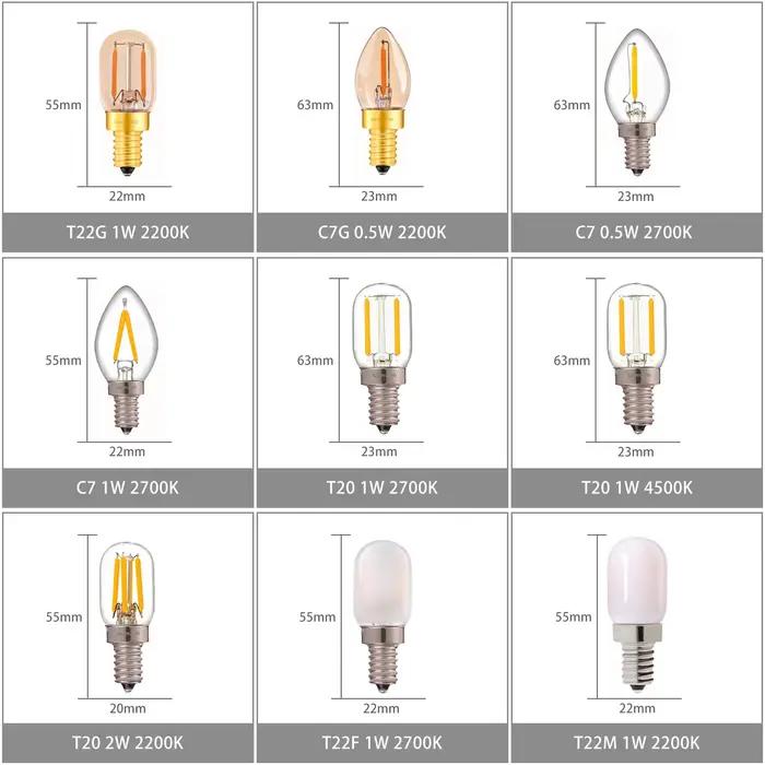 GANRILAND Lot de 10 ampoules LED bougies E12 E14 dimmables C7 T22G 1W, lumière décorative 110V US 220V EU, ampoule blanche chaude pour la décoration