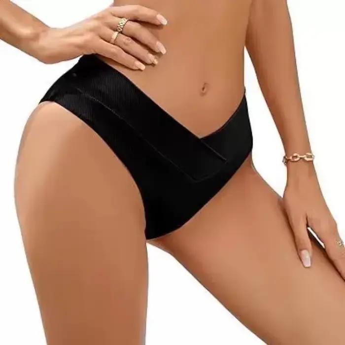 Sexy brésilien string bas de Bikini femmes maillots de bain slips coupe classique short de bain dames maillot de bain V effronté taille haute Bikini