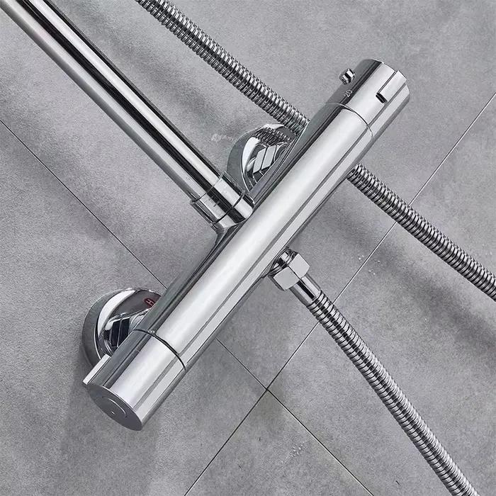 Robinet de douche thermostatique chromé pour baignoire, mitigeur thermostatique à double poignée, robinet de douche mural pour salle de bain