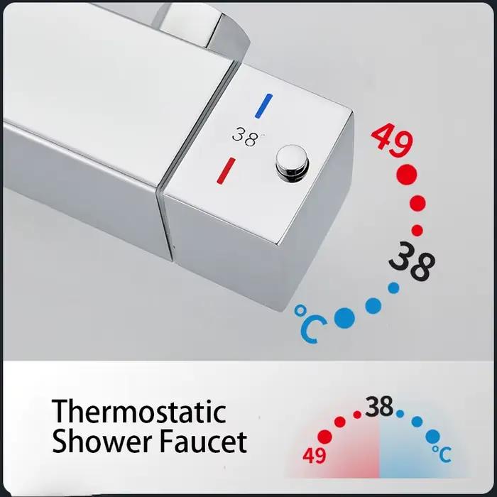 Robinet thermostatique mural pour baignoire et douche, mitigeur thermostatique à température constante pour eau chaude et froide