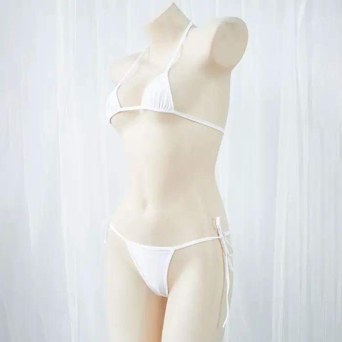 Mini maillot de bain Sexy pour vacances plage, ensemble Bikini Micro Triangle pour femmes, col licou, String, cravate latérale, deux pièces