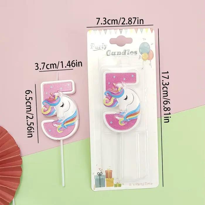 Bougie Licorne Arc-en-ciel Créative, Combinaison de Bougies Licorne Numériques, Décoration de Gâteau, Accessoire de Célébration d'Anniversaire pour Enfants