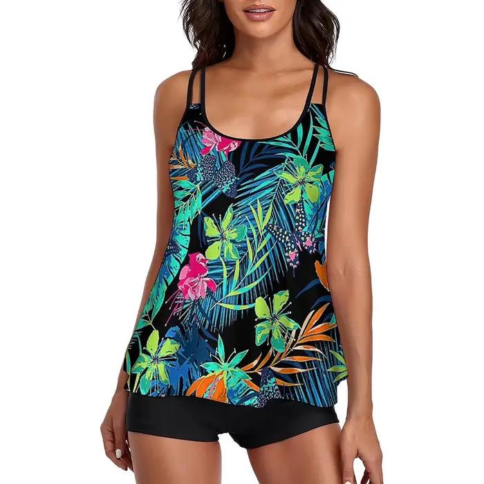 Maillot de bain Tankini fluide pour femmes, ensemble deux pièces, push up, rembourré, TUNIControl, précieux, Y-With BoyGoals