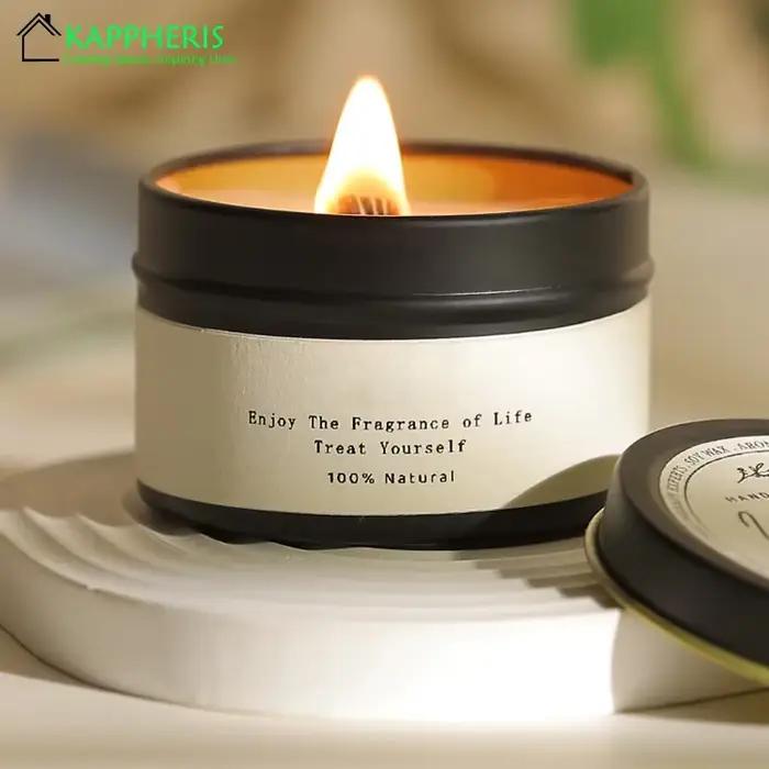 Bougies aromatiques parfumées de luxe en étain noir