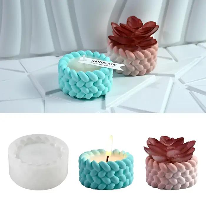 Moule en Silicone pour tasse de bougie en corde de chanvre, Pot de fleur succulente, moules de décoration pour la maison, ciment, gypse, résine, argile, boîte de rangement artisanale