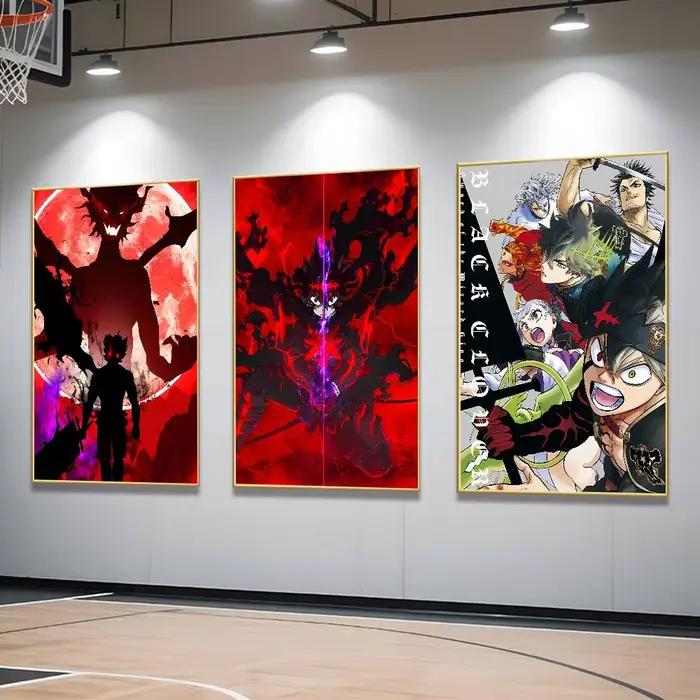 Affiches décoratives, tableaux muraux pour bureau, chambre, bar, cadeaux, Anime B-Black Hot Clover Cartoon