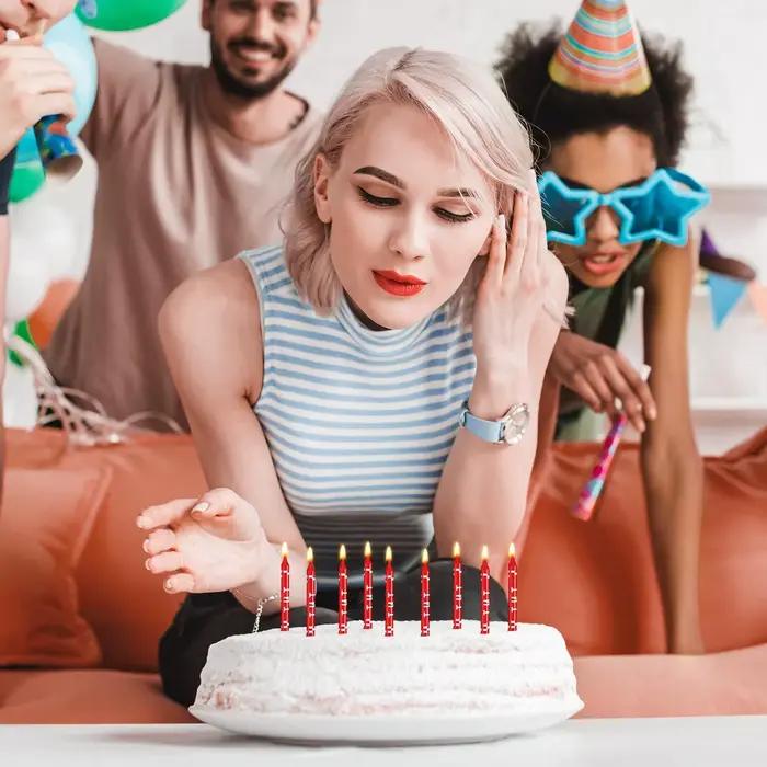 Lot de 12/24 bougies vertes à pixels pour gâteau, décoration sur le thème du TNT rouge, bougies à vœux vertes, décorations de bougies pour gâteau d'anniversaire, cadeau