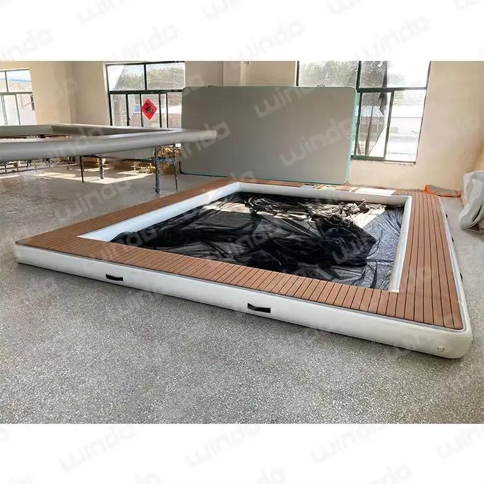 Plateau de bain gonflable d'île de plate-forme flottante de piscine de mer de pont de fosse de fête d'océan d'eau de teck