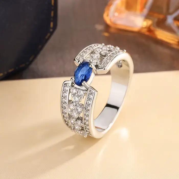 Bague en argent S925 de haute qualité pour femmes, grande pierre bleue, diamant, pierres précieuses, émeraude, Tourmaline, Pariba, bijoux de mariage