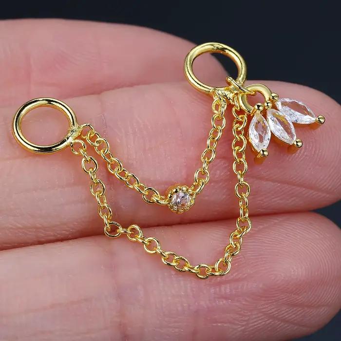 Breloque pour boucles d'oreilles créoles, chaîne superposée, pendentif couronne CZ, couleur or, Piercing Lobe Tragus conque, Cartilage, bijoux cadeaux, 1 pièce