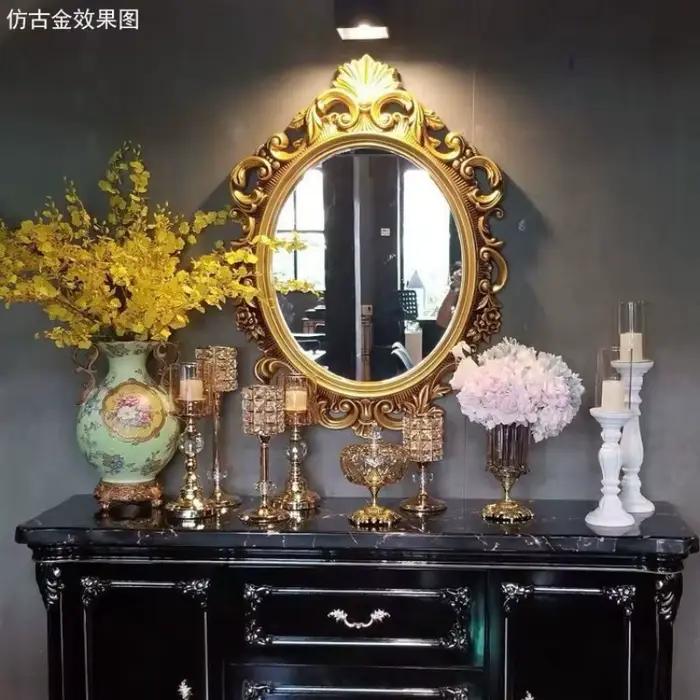 Miroir de maquillage Vintage mural esthétique ovale Design européen miroir salle de bain adolescente fille Adornos Para El Hogar décoration maison