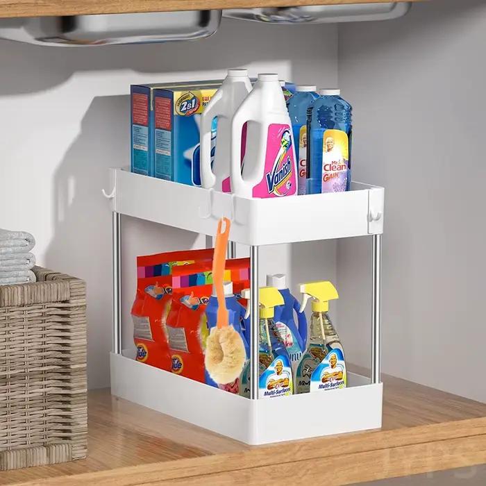 Organisateur sous évier à 2 niveaux, organisateur de cuisine, armoire de rangement, support polyvalent sous évier, rangement pour salle de bain et cuisine