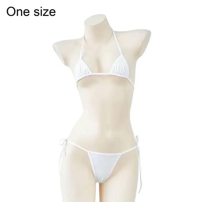 Mini maillot de bain Sexy pour vacances plage, ensemble Bikini Micro Triangle pour femmes, col licou, String, cravate latérale, deux pièces