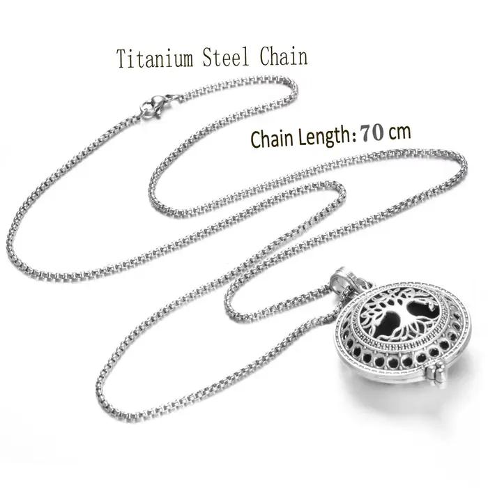 Collier d'aromathérapie arbre de vie diffuseur bijoux Vintage médaillon ouvert pendentif huile essentielle parfum arôme
