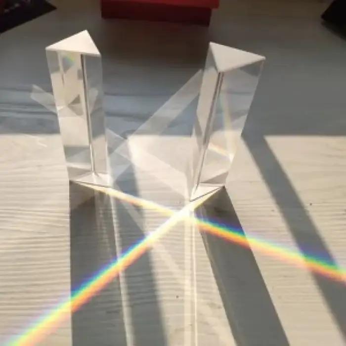 Prisme triangulaire de photographie 25x25x80mm, filtre à effets en verre de cristal arc-en-ciel pour Dispersion de prise de vue en Studio