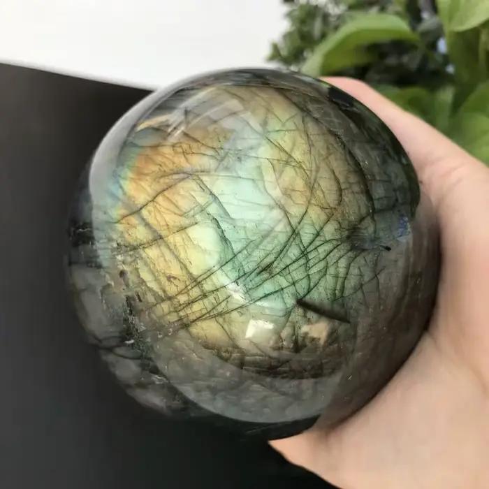 Boule de Labradorite naturelle, boule de cristal, boule de feldspat, ornements de polissage de pierre allongée bleue, boule cadeau 40mm-70mm
