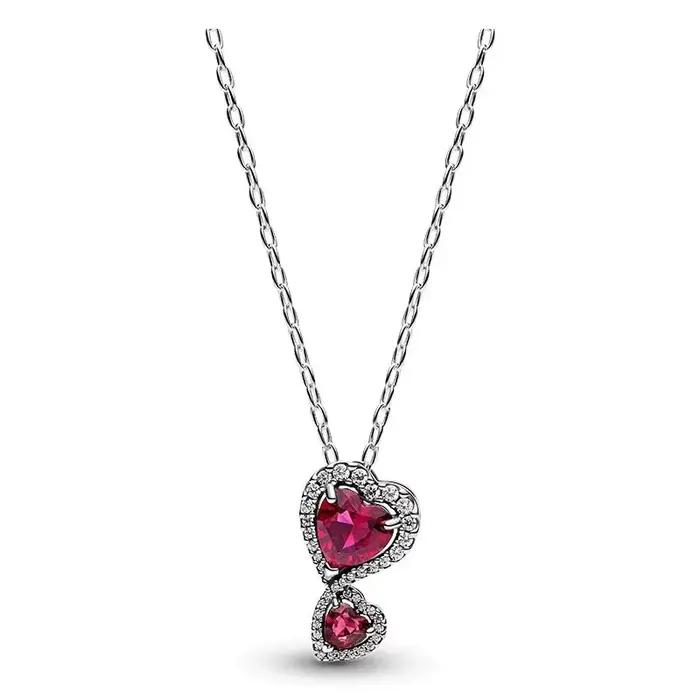 Cadeaux romantiques pour la Saint-Valentin, collier luxueux en argent pur 925% multi-styles en forme de cœur, zircon glamour, bijoux pour femmes
