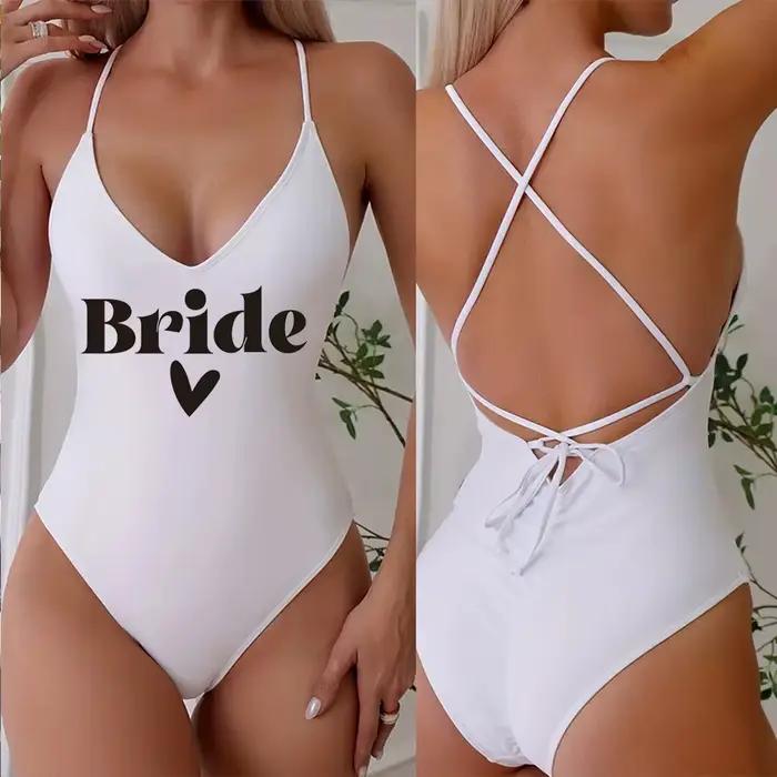 Maillot de bain une pièce rembourré pour femme, thème Team Bride, pour enterrement de vie de jeune fille, tenue de plage estivale nuptiale