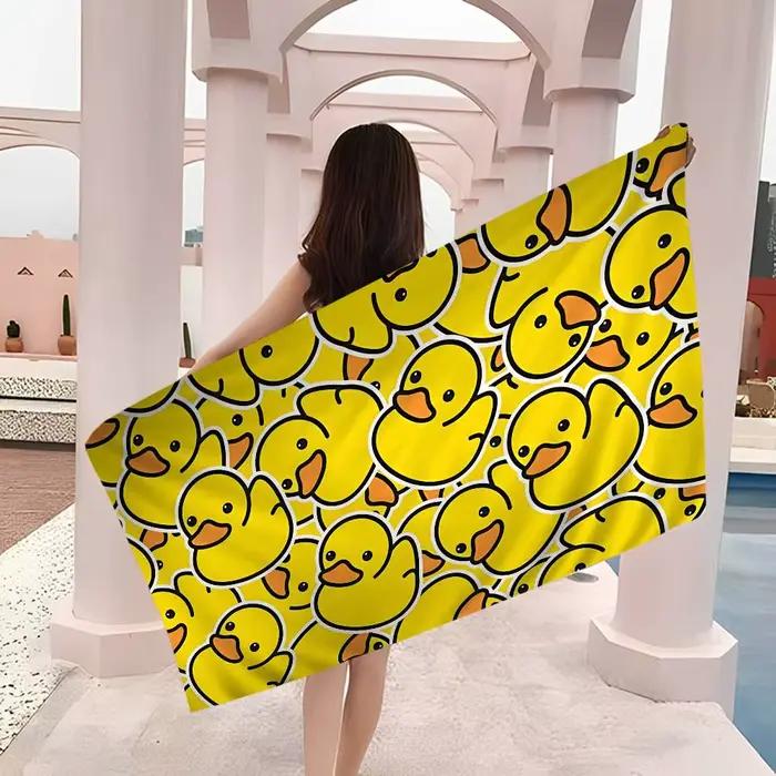 Serviette de plage en forme de canard en caoutchouc jaune, classique, colorée, en microfibre, séchage rapide, personnalisée, sans sable, pour filles, Yoga, Spa