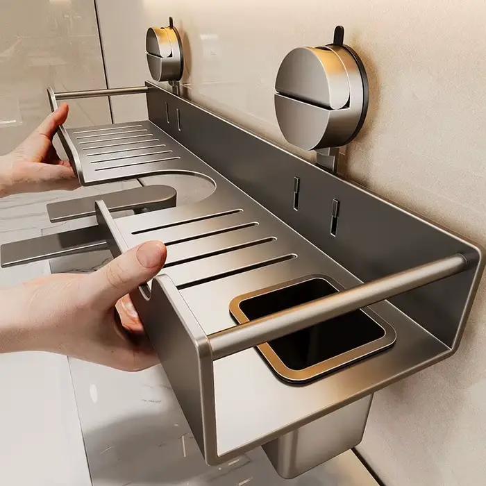 Étagère de rangement murale sans perçage pour robinet de lavabo, armoire de salle de bain, lavabo, meuble sous-vasque