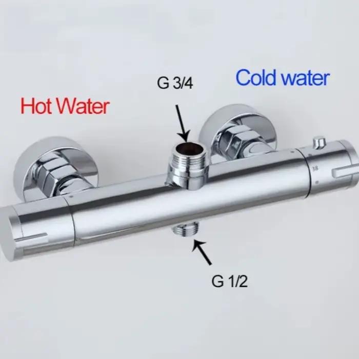 Robinet de douche thermostatique chromé pour baignoire, mitigeur thermostatique à double poignée, robinet de douche mural pour salle de bain